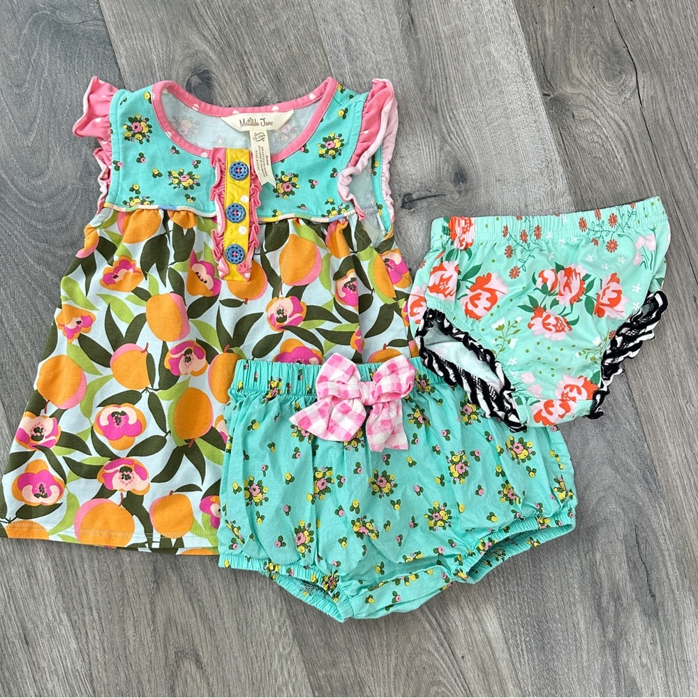 Matilda Jane x Joanna Gaines Baby Girl 18-24 Orange Blue Baby Girl Outfit